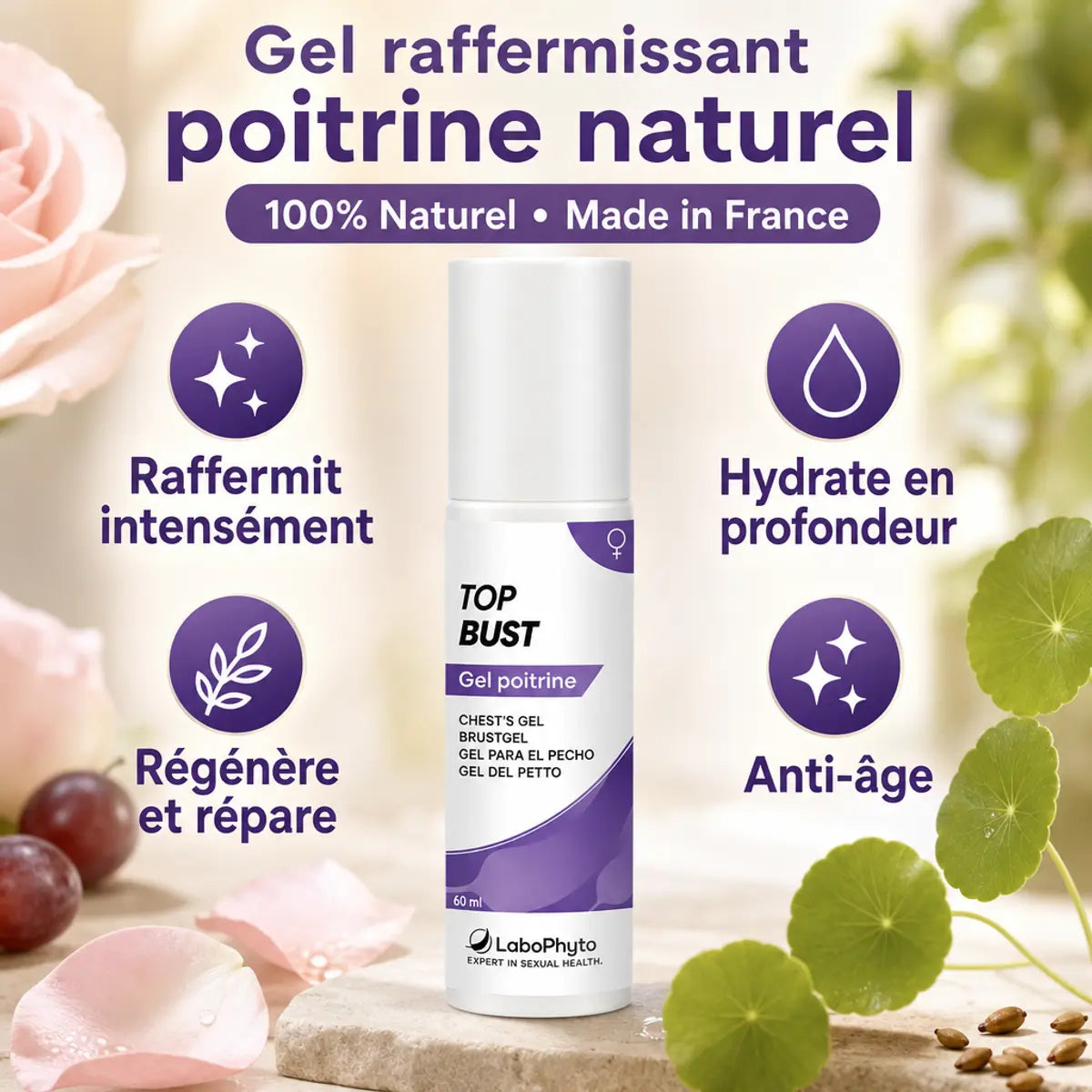 Gel raffermissant poitrine naturel Top Bust Labophyto - produit 100% naturel Made in France