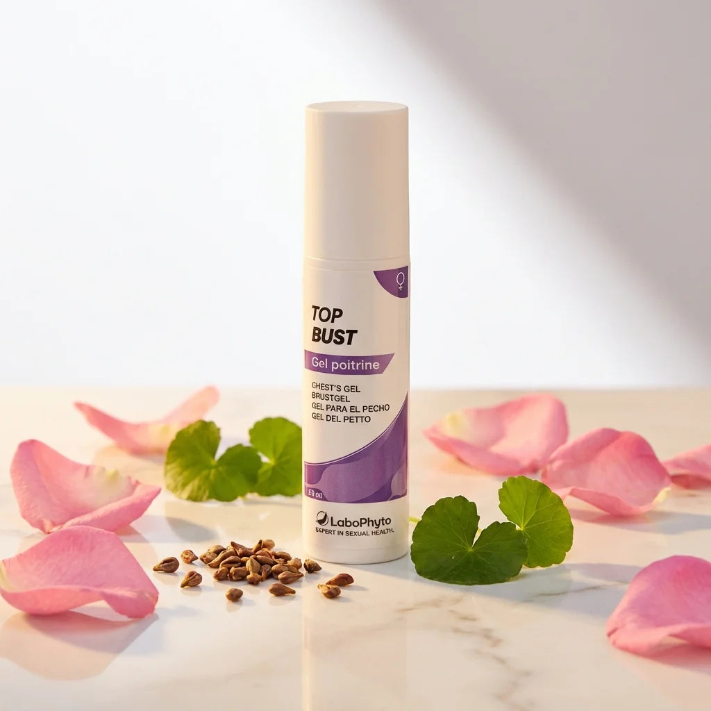 Gel raffermissant Top Bust Labophyto avec ingrédients naturels rose et centella asiatica