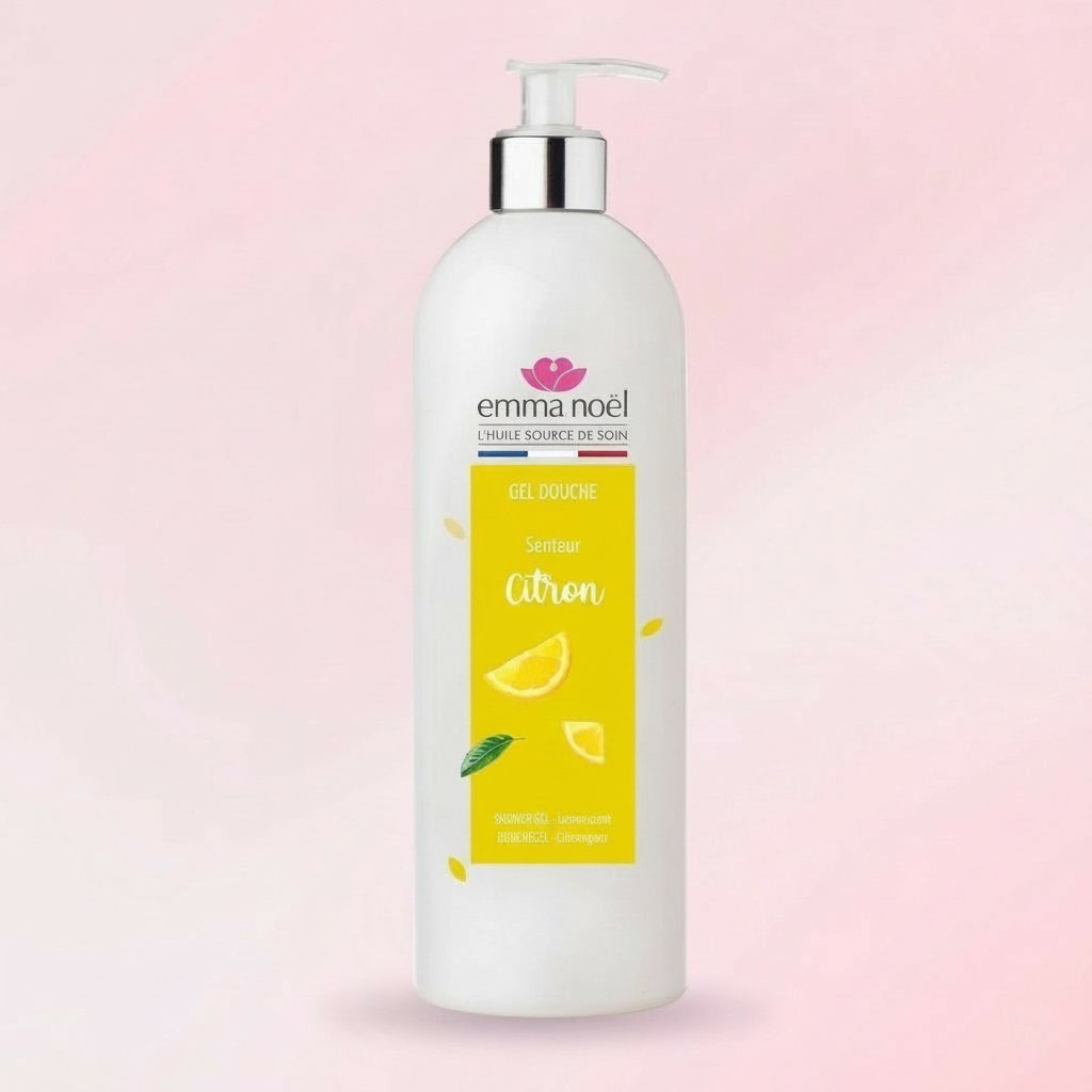Un gel douche emma noel à la senteur citron de sicile de 1L.