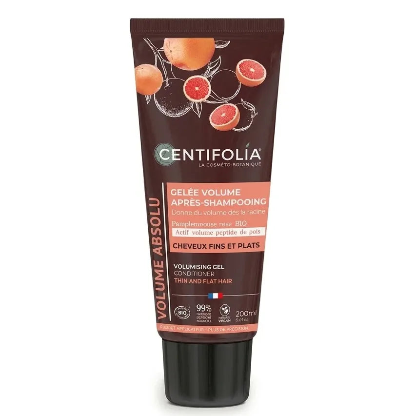 Gelée volume après-shampooing Centifolia 200ml, tube marron avec capuchon noir