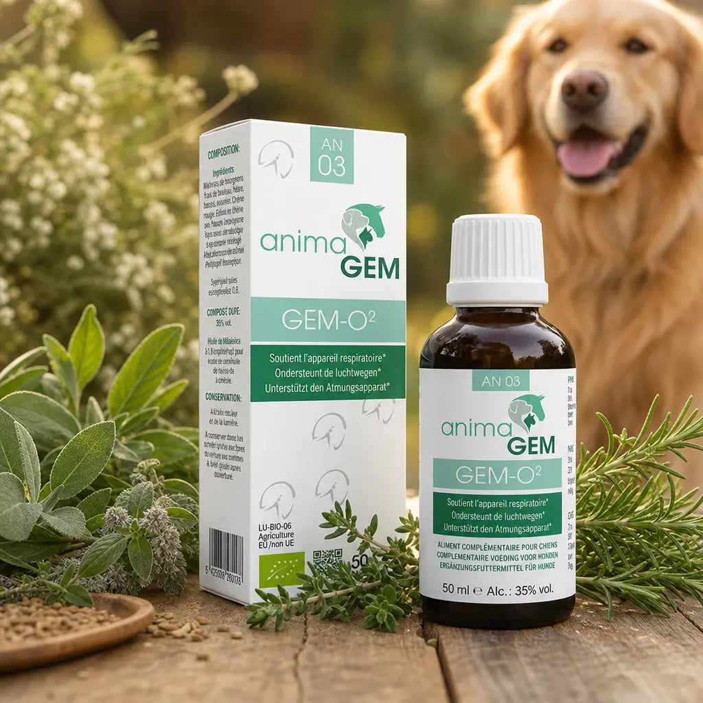 Gem-02 ANIMAGEM 15ml avec chien et herbes pour santé respiratoire animale