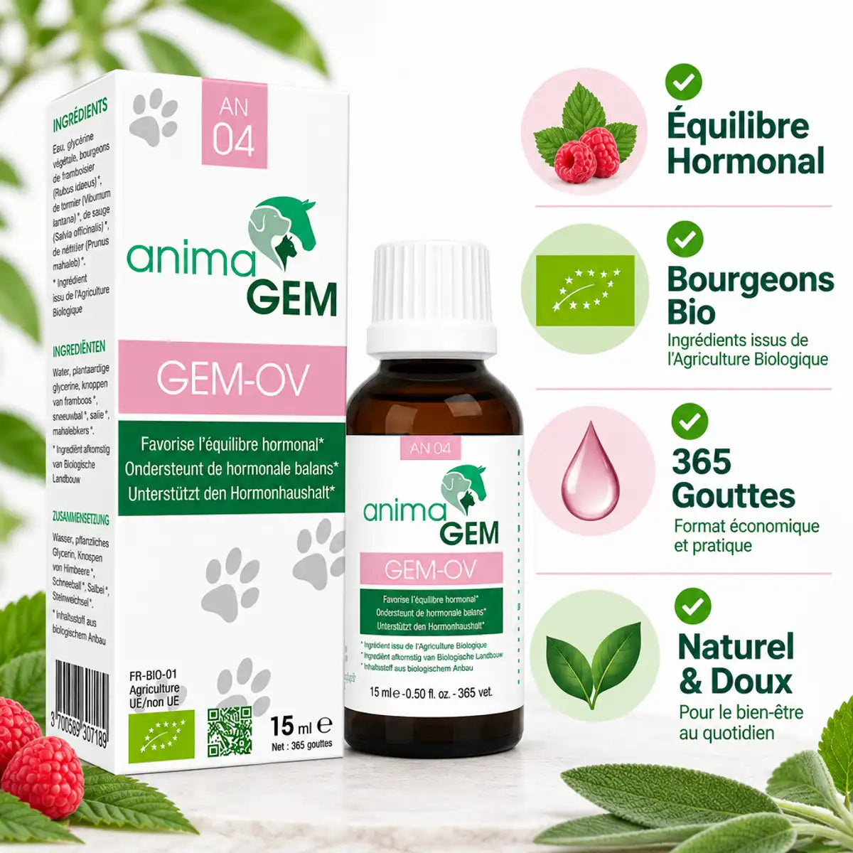 Gem-0V 15ml AnimaGEM équilibre hormonal bourgeons bio naturel doux