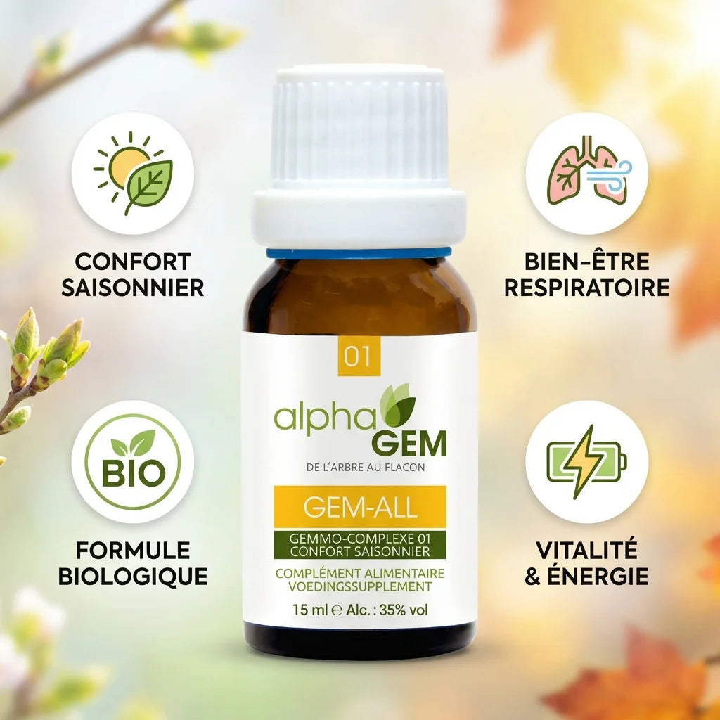 Gem-All 01 Bio 15ml Alphagem - Flacon avec bénéfices wellness saisonnier et respiratoire