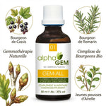 Gem-All 01 Bio 50ml - Flacon gemmothérapie avec bourgeons bio naturels et ingrédients botaniques