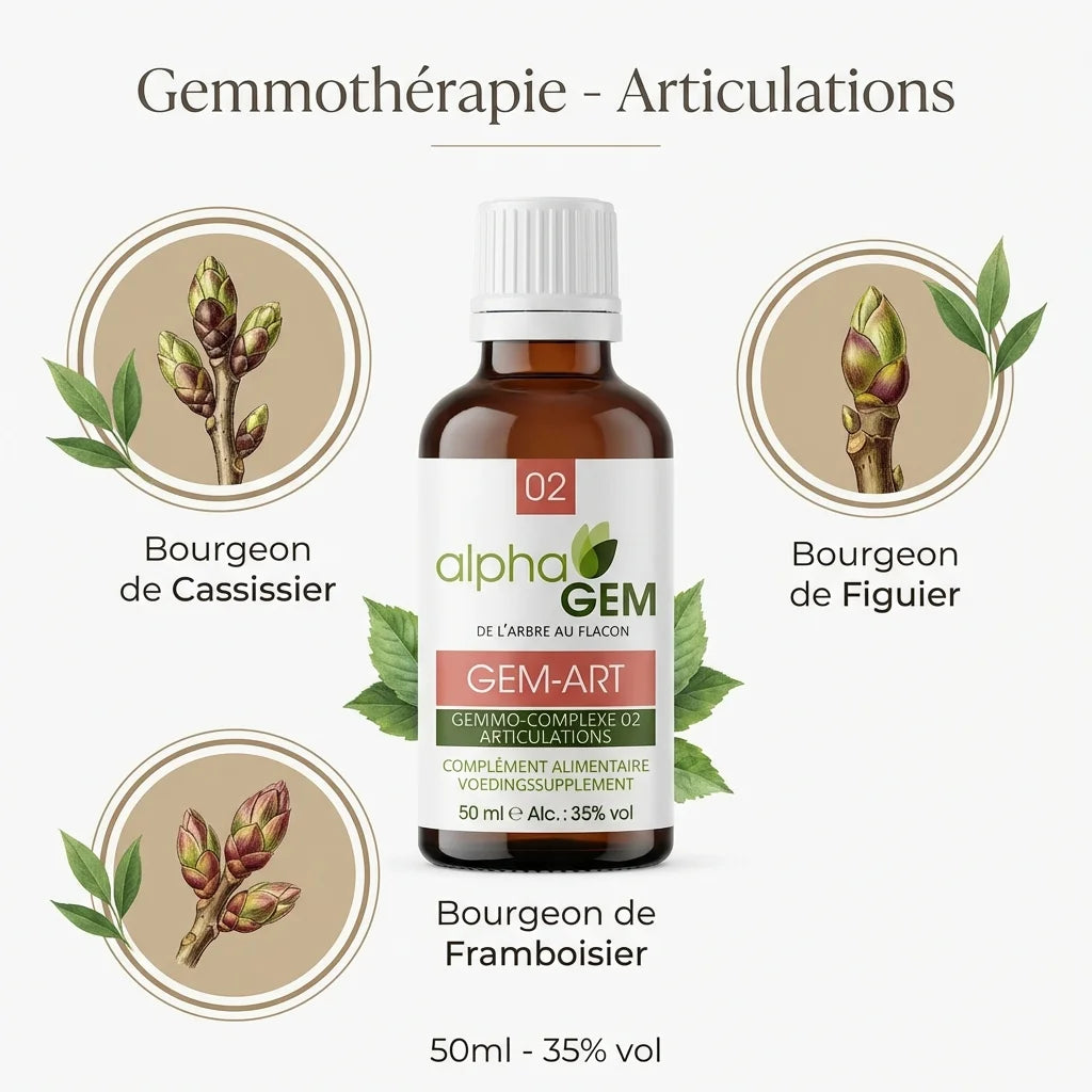 Gem-Art 02 Bio 50ml - Gemmothérapie articulations avec bourgeons cassis, figuier et framboisier Alphagem