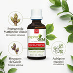 Gem-Circu 04 Bio 50ml flacon avec ingrédients botaniques Marronnier d'Inde circulation