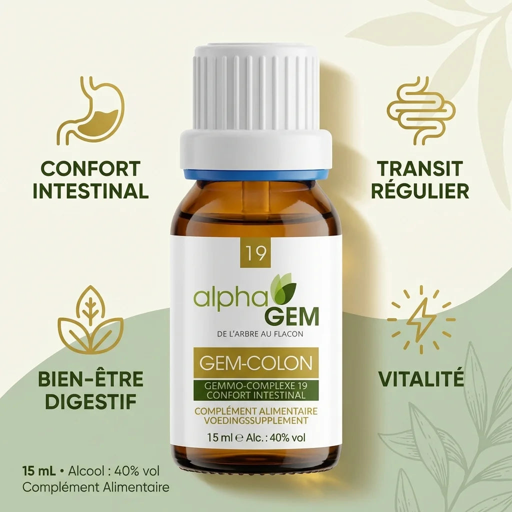 Gem-Colon 19 Bio 15ml Alphagem - Complément alimentaire confort intestinal et transit régulier