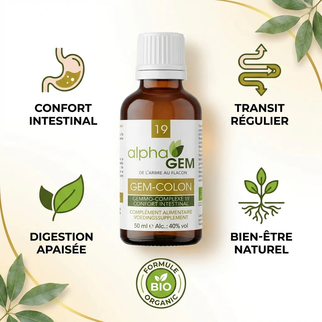 Gem-Colon 19 Bio 50ml Alphagem flacon avec bénéfices intestinaux bio naturels