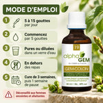Gem-Colon 19 Bio 50 ml Alphagem : flacon et mode d'emploi en 5 étapes, 5 à 15 gouttes par jour