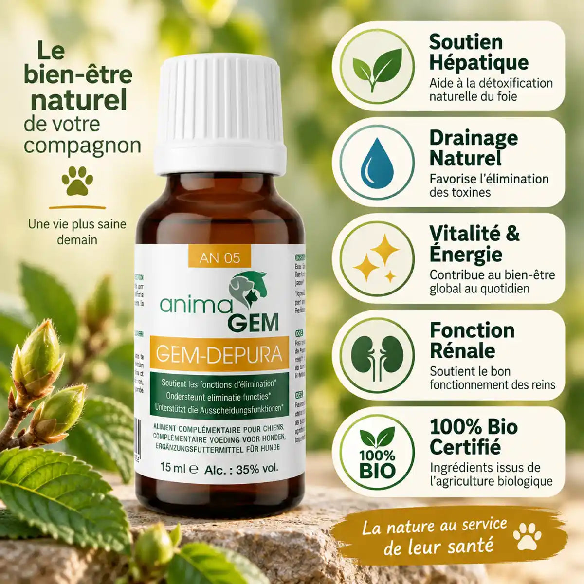 Gem-Depura détox foie 15ml AnimaGEM avec bénéfices soutien hépatique drainage naturel vitalité