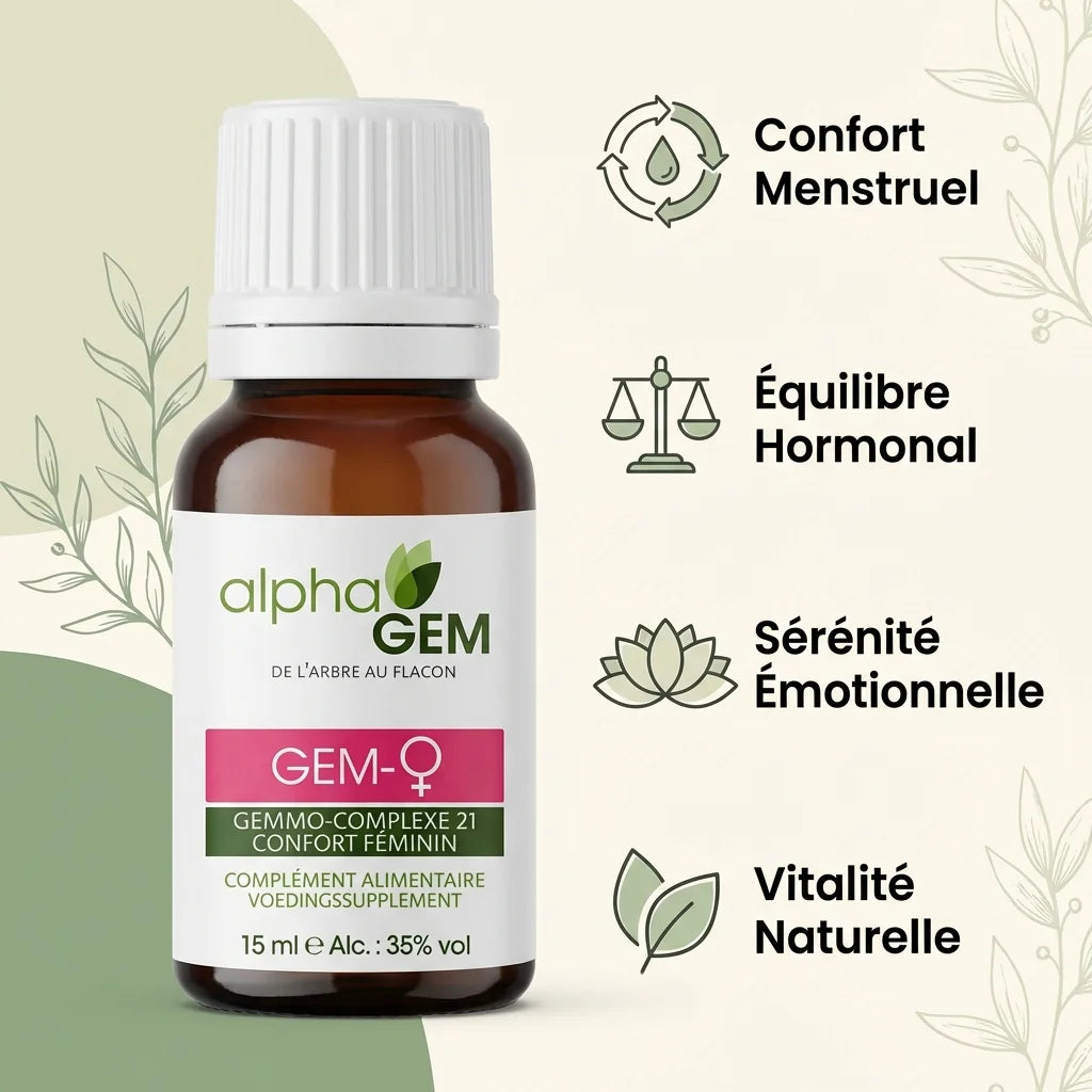Gem-Femme 21 Bio 15ml Alphagem avec bénéfices confort menstruel et équilibre hormonal
