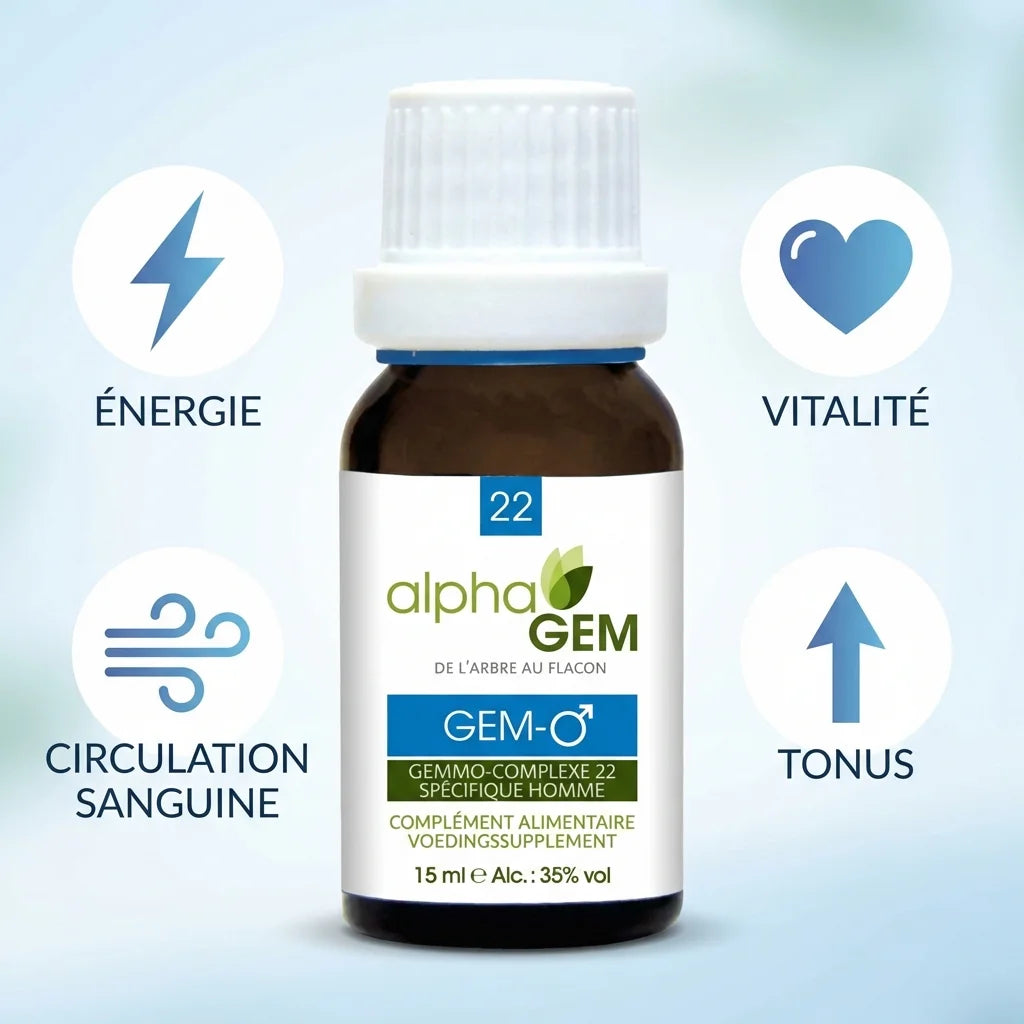 Gem-Homme 22 Bio 15ml AlphaGem - Énergie, vitalité, circulation et tonus pour hommes