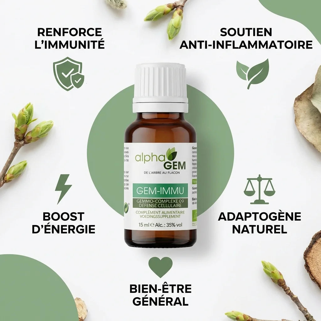 Gem-Immu 09 Bio 15ml Alphagem flacon immunité naturelle avec bénéfices santé
