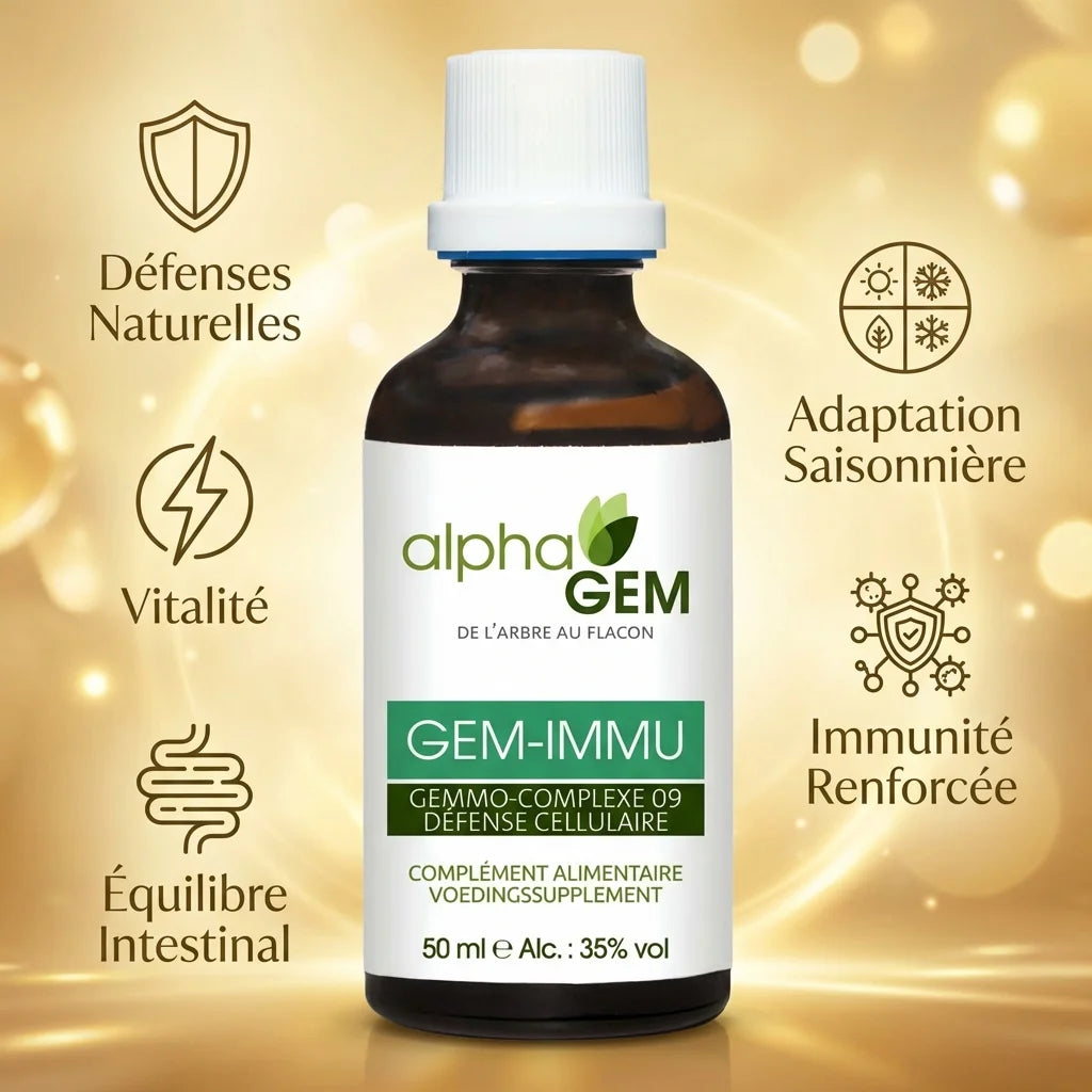 Gem-Immu 09 Bio 50ml Alphagem - Flacon immunité avec bénéfices défenses naturelles et vitalité