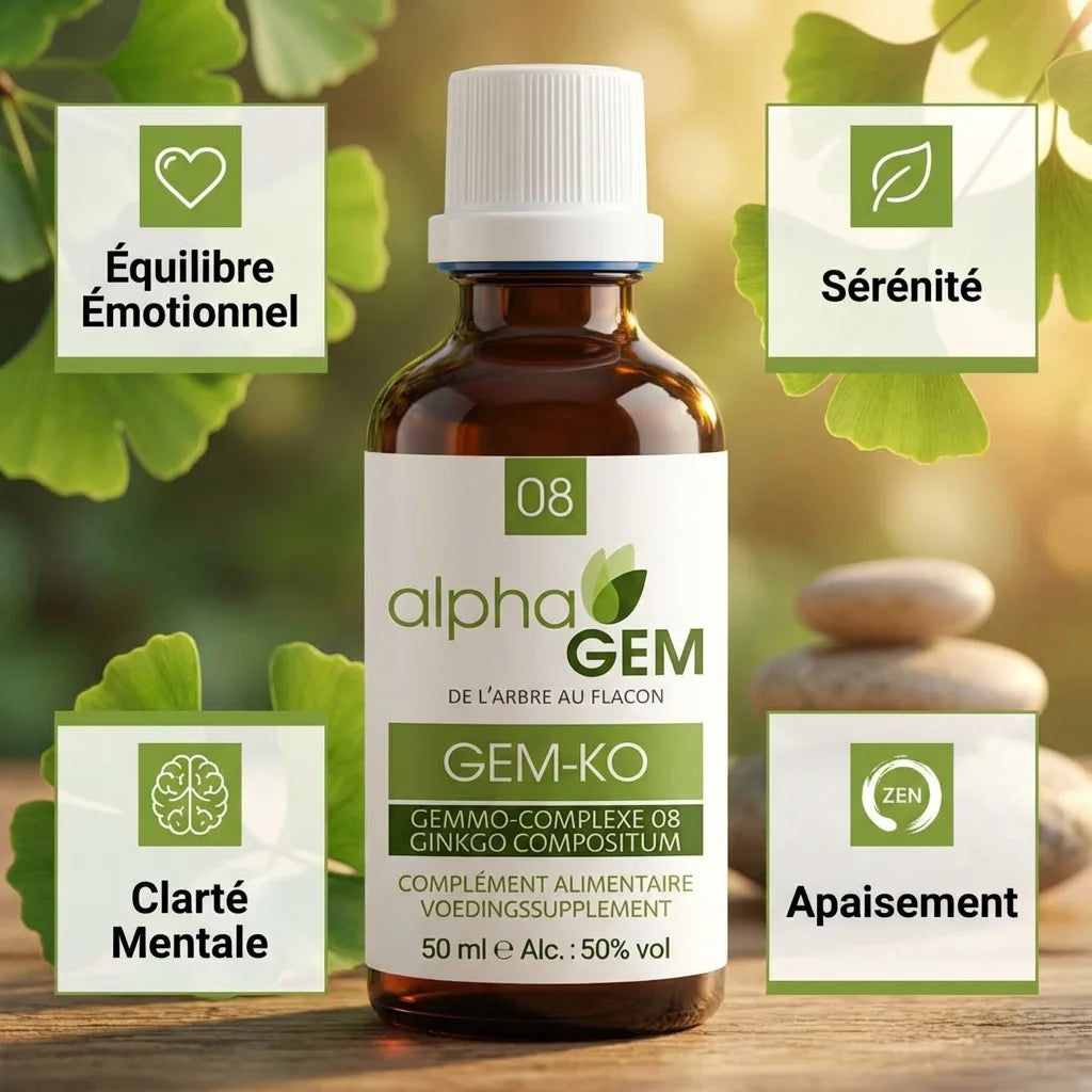 Gem-Ko 08 Bio 50ml Alphagem flacon équilibre émotionnel sérénité clarté mentale