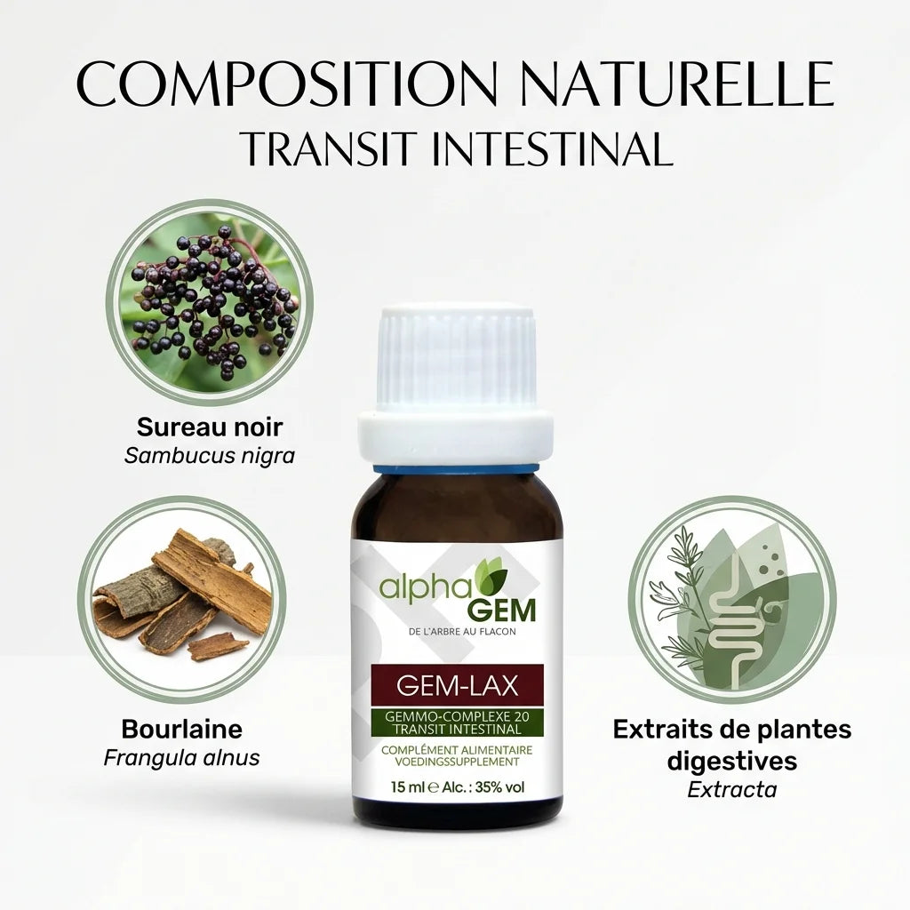 Gem-Lax 20 Bio 15ml Alphagem - Flacon avec composition naturelle et ingrédients digestifs