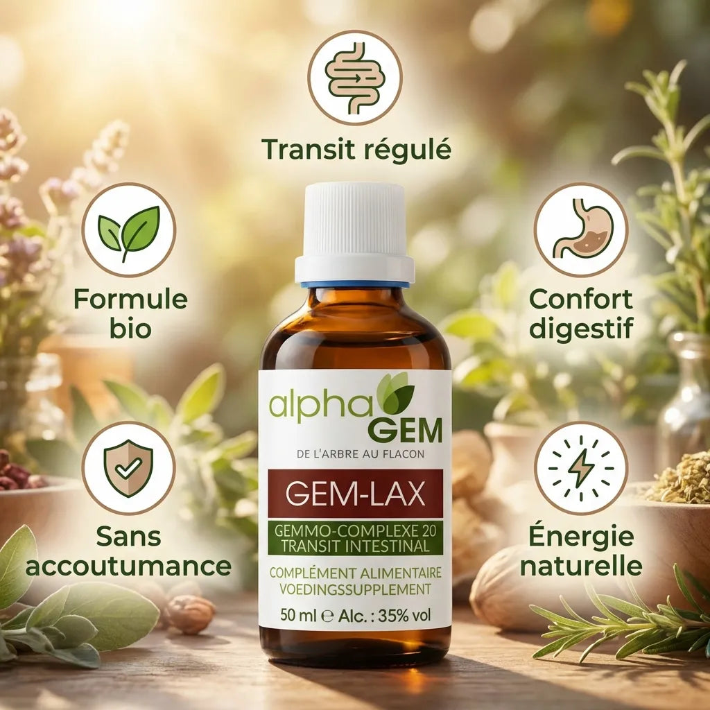 Gem-Lax 20 Bio 50ml Alphagem - Complément digestif bio avec bénéfices transit et confort