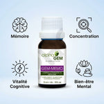 Gem-Mémo 10 Bio 15ml avec icônes mémoire, concentration, vitalité cognitive et bien-être mental