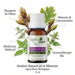 Gem-Mémo 10 Bio 15ml flacon gemmothérapie pour mémoire et concentration avec bourgeons botaniques bio