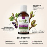 Gem-Mémo 10 Bio 50ml flacon ambré avec bourgeons biologiques pour mémoire et concentration