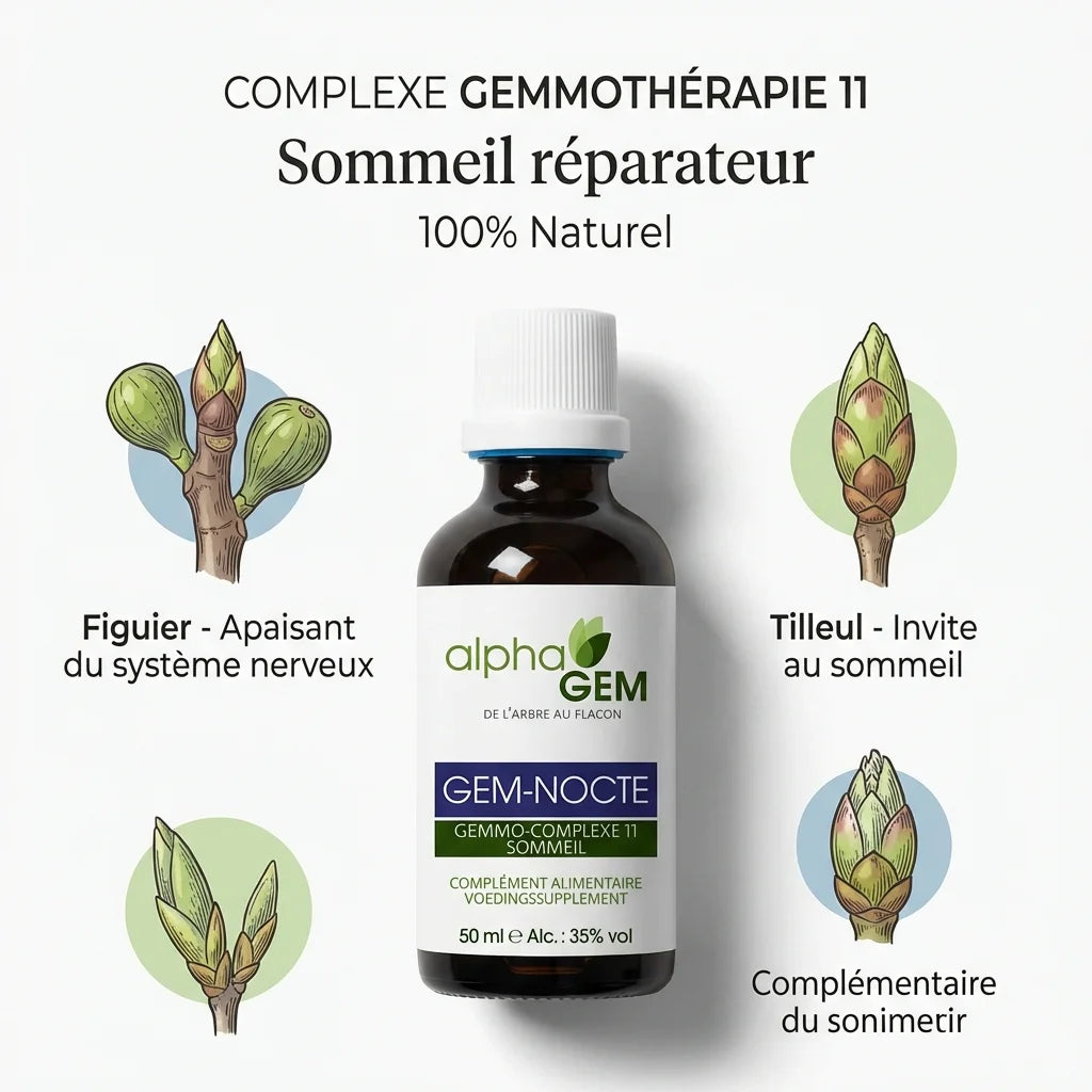 Gem-Nocte 11 Bio 50ml - Complexe gemmothérapie naturel pour sommeil réparateur Alphagem