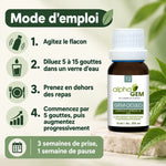 Mode d'emploi Gem-Oculo 12 Bio Alphagem : flacon 15 ml et posologie en 4 étapes, 3 semaines de prise