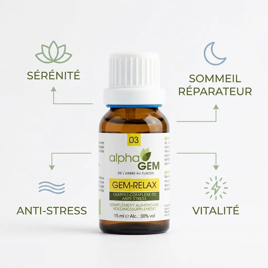Gem-Relax 03 Bio 15ml Alphagem - Sérenité, sommeil réparateur, anti-stress et vitalité