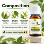 Gem-Relax 03 Bio Alphagem en flacon compte-gouttes ambré 15 ml, entouré de bourgeon de figuier, tilleul et cassis