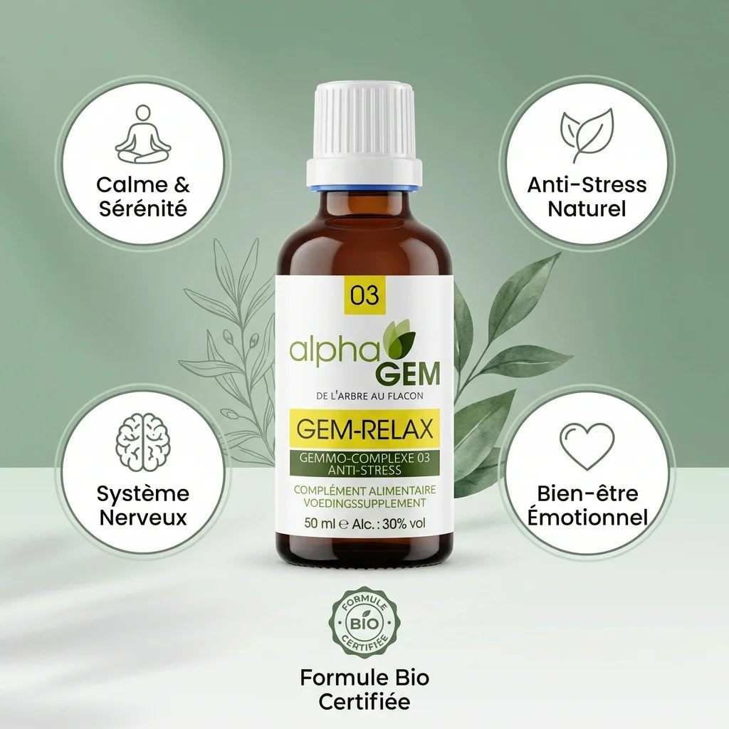 Gem-Relax 03 Bio 50ml - Flacon bien-être avec bénéfices : calme, anti-stress naturel, système nerveux