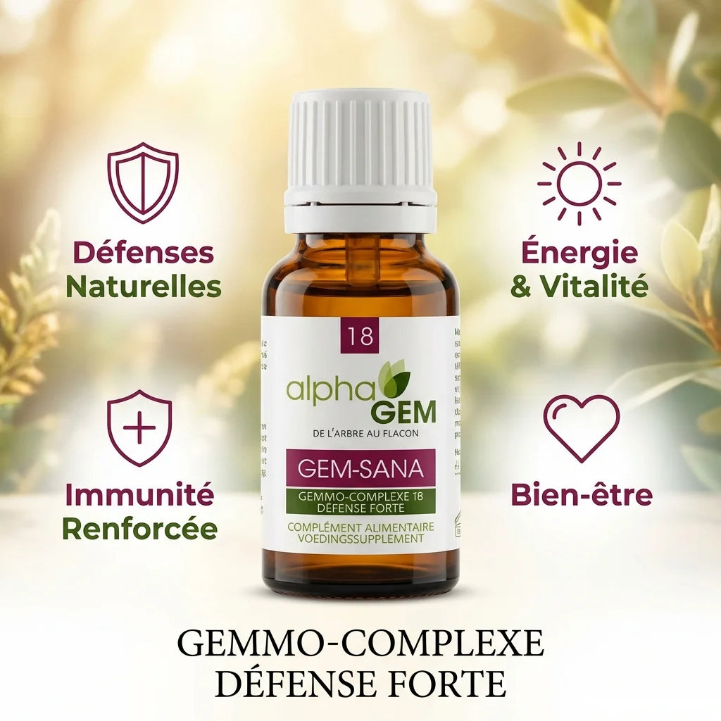 Gem-Sana 18 Bio 15ml - Flacon complément défenses naturelles et immunité renforcée