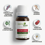 Gem-Ven 17 Bio 15ml Alphagem - Flacon avec bénéfices circulation veineuse et drainage lymphatique