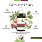 Gem-Ven 17 Bio 50ml flacon gemmothérapie jambes légères avec ingrédients botaniques bio