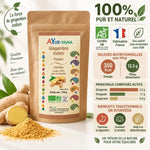 Poudre gingembre indien bio Ayur-vana 150g certifiée AB, fabrication France, bénéfices ayurvédiques