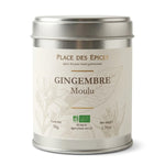 Gingembre Moulu Bio 50g Place des Épices - Boîte métal avec étiquette botanique