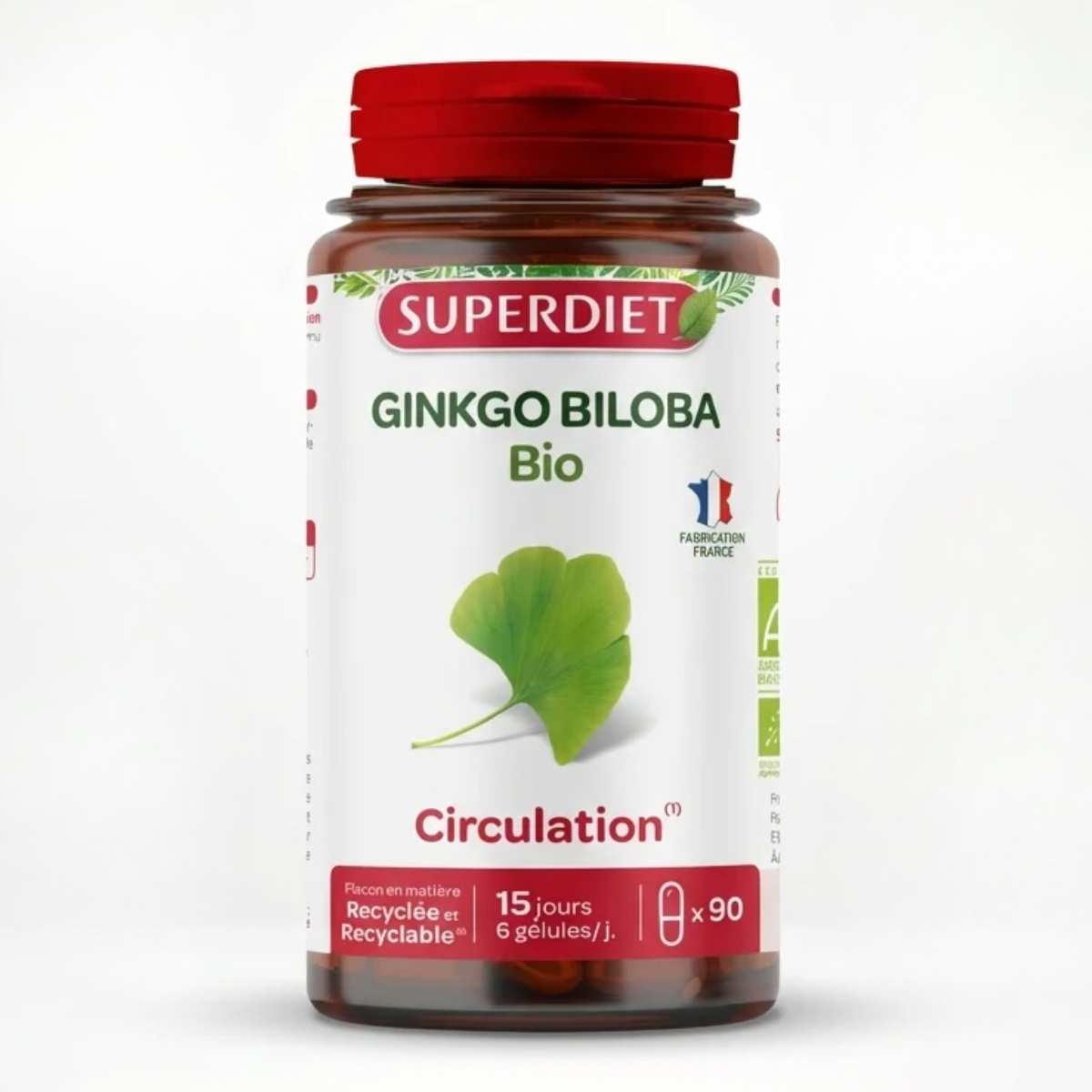 Une boite de Ginkgo Bio de 90 gélules de la marque Superdiet 