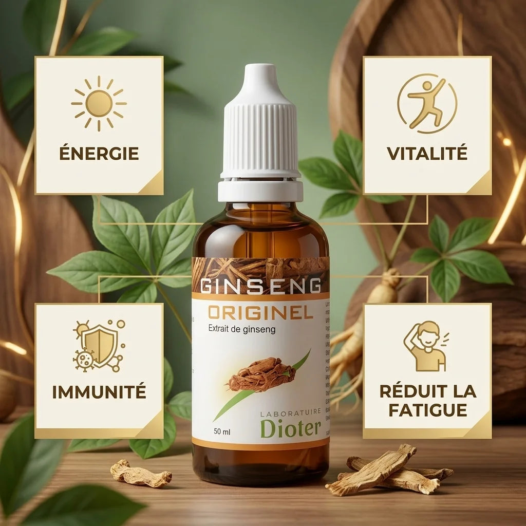 Ginseng Originel 50ml Dioter avec bénéfices : énergie, vitalité, immunité, anti-fatigue