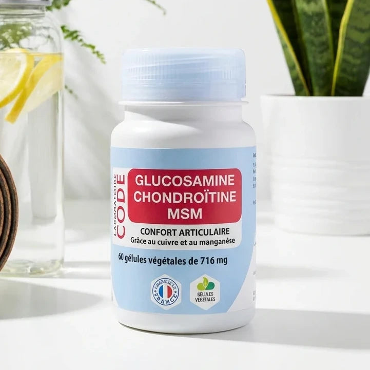 Glucosamine Chondroïtine MSM 60 gélules Laboratoire Code avec accessoires bien-être