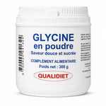 Glycine cristallisée en poudre Qualidiet 300g - Pot blanc avec étiquette bleue