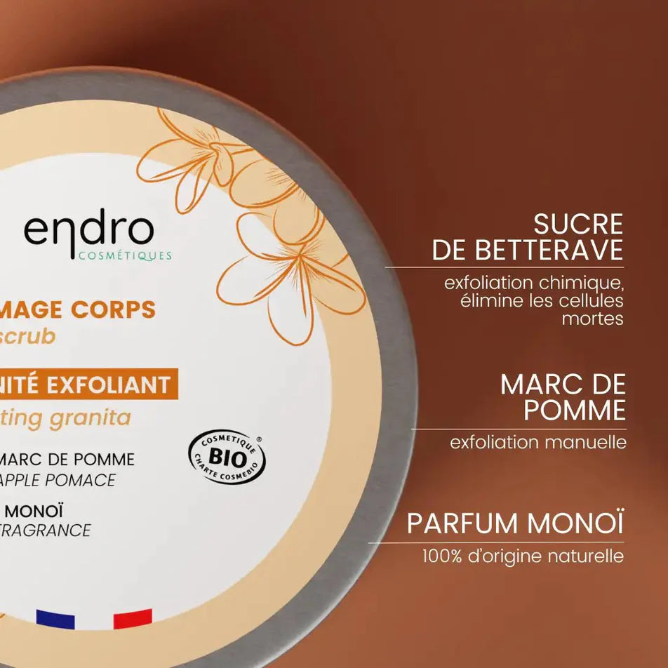 La composition et les bienfaits du Gommage corps  Endro