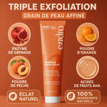 Gommage visage éclat Endro 75ml tube orange avec ingrédients naturels triple exfoliation
