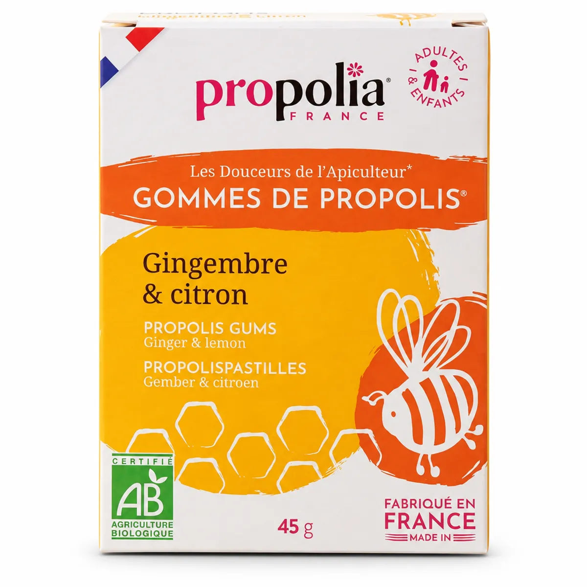 Gommes de Propolis Gingembre Citron Bio Propolia 45g - Emballage certifié AB