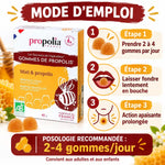 Gommes Propolia Miel et Propolis 45g avec mode d'emploi et posologie recommandée 2-4 gommes par jour