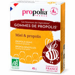 Boîte de gommes Propolia miel et propolis 45g sur fond blanc avec certification AB