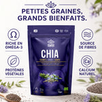 Sachet Graine de Chia Iswari 250g avec bénéfices : Oméga-3, Fibres, Protéines, Calcium