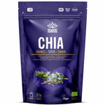 Sachet 250g de graines de chia Iswari bio vegan avec logo lotus sur fond blanc
