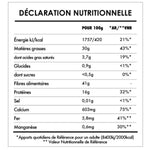 Déclaration nutritionnelle des graines de chia bio Iswari