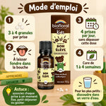 Granules Bon élève bio Biofloral 19,5 g : flacon ambré et boîte, avec mode d'emploi pour enfants (fleurs de Bach)