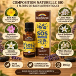 Granules Fleurs de Bach SOS Nuit bio Biofloral 19,5g avec composition naturelle sans alcool