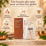 Gratte-langue en cuivre Arista Ayurveda avec ses 5 bénéfices : détoxification, haleine fraîche, digestion