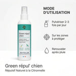 Green Repul' Chiens répulsif naturel citronnelle 250ml avec mode d'utilisation en infographie